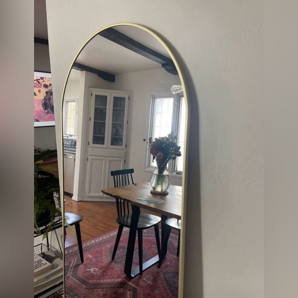 NEW West Elm Full Length Arched Gold Framed Boho Floor / Wall Mirror - 65" x 22" - Picture 8 of 12